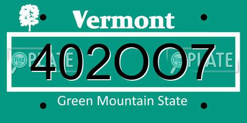 402OO7 Vermont License Plate