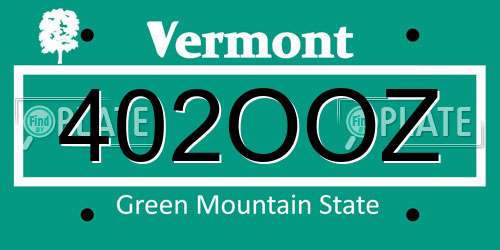 402OOZ Vermont License Plate