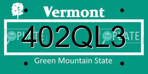 402QL3 Vermont License Plate