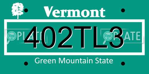 402TL3 Vermont License Plate