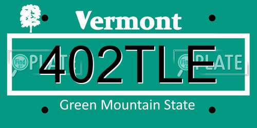 402TLE Vermont License Plate