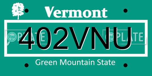 402VNU Vermont License Plate