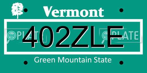 402ZLE Vermont License Plate
