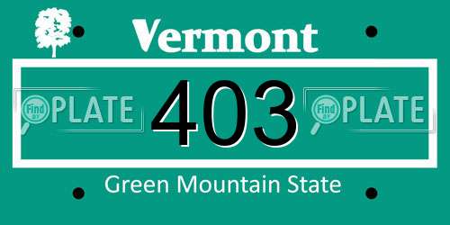 403 Vermont License Plate