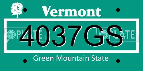4037GS Vermont License Plate