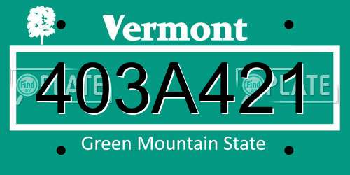403A421 Vermont License Plate