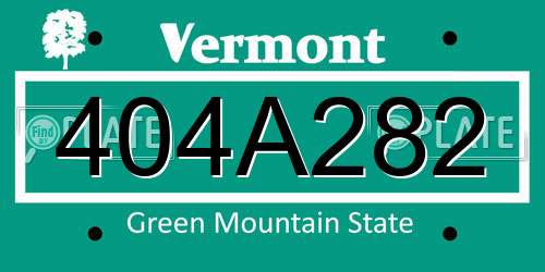 404A282 Vermont License Plate