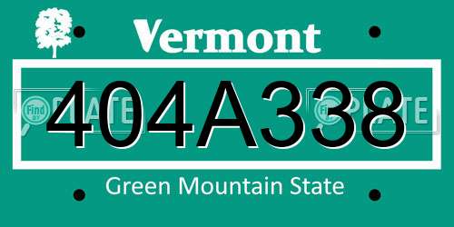 404A338 Vermont License Plate