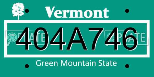404A746 Vermont License Plate