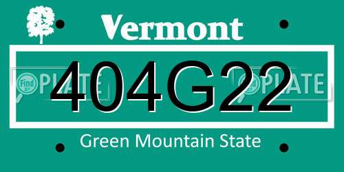 404G22 Vermont License Plate