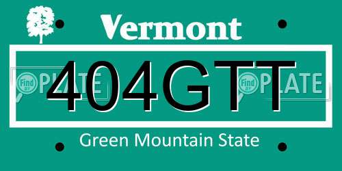 404GTT Vermont License Plate
