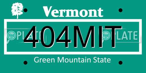 404MIT Vermont License Plate
