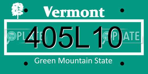 405L10 Vermont License Plate