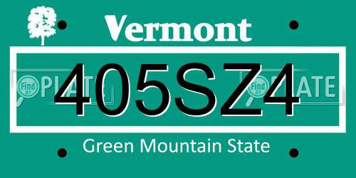 405SZ4 Vermont License Plate
