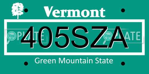 405SZA Vermont License Plate