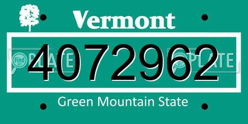 4072962 Vermont License Plate