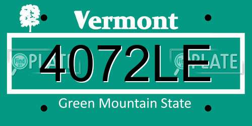 4072LE Vermont License Plate