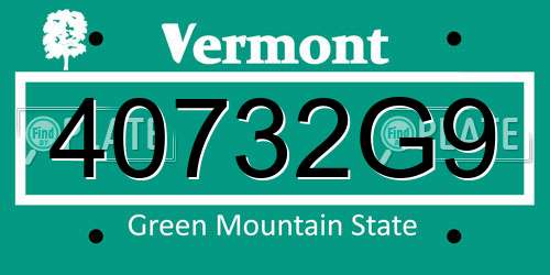 40732G9 Vermont License Plate