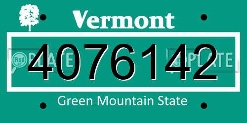 4076142 Vermont License Plate