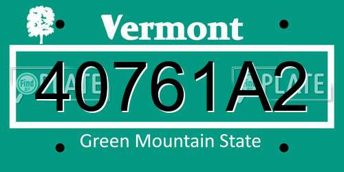 40761A2 Vermont License Plate
