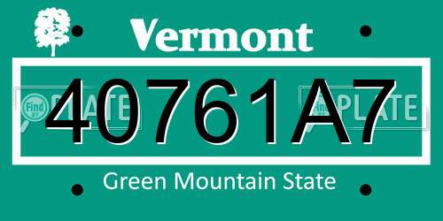 40761A7 Vermont License Plate