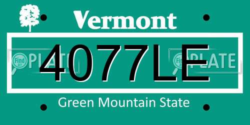 4077LE Vermont License Plate