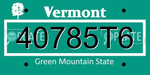 40785T6 Vermont License Plate
