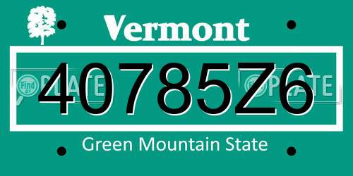 40785Z6 Vermont License Plate