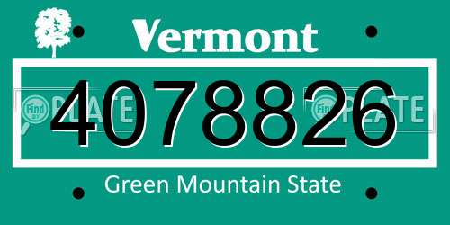 4078826 Vermont License Plate