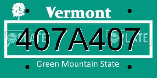 407A407 Vermont License Plate