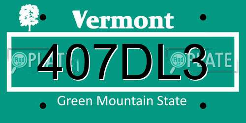 407DL3 Vermont License Plate
