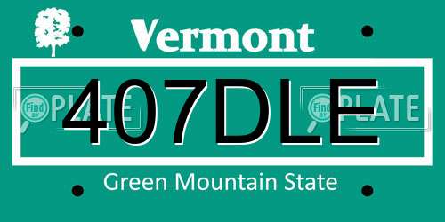 407DLE Vermont License Plate