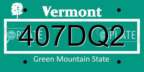 407DQ2 Vermont License Plate