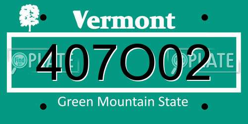 407O02 Vermont License Plate