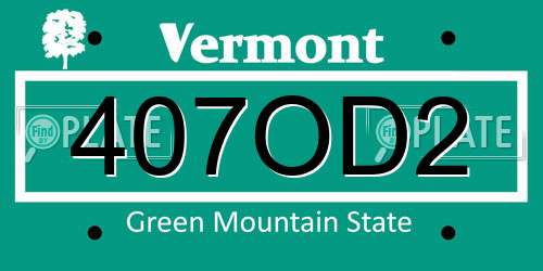 407OD2 Vermont License Plate