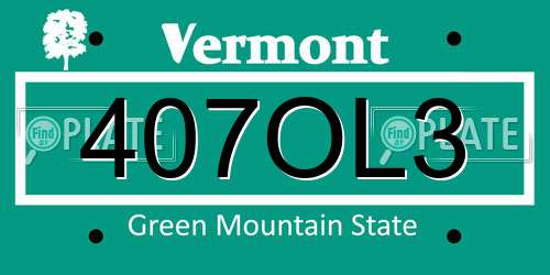 407OL3 Vermont License Plate