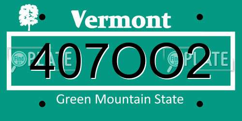 407OO2 Vermont License Plate