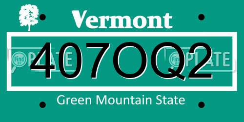 407OQ2 Vermont License Plate