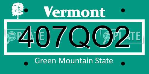 407QO2 Vermont License Plate