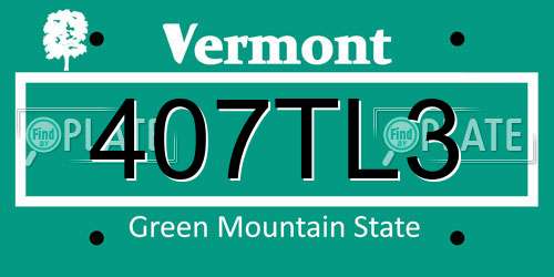 407TL3 Vermont License Plate