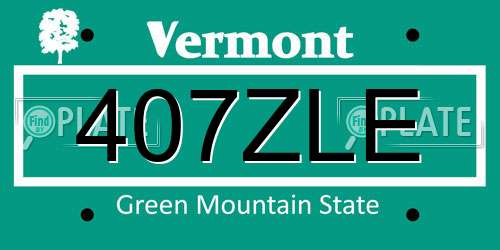407ZLE Vermont License Plate