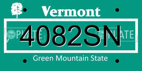 4082SN Vermont License Plate