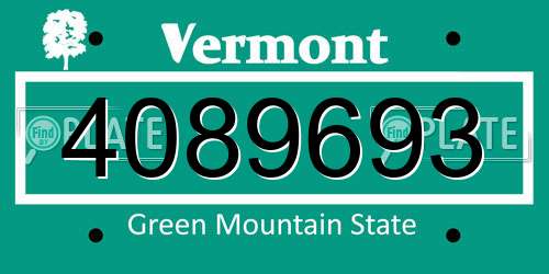 4089693 Vermont License Plate