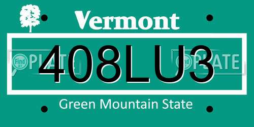 408LU3 Vermont License Plate