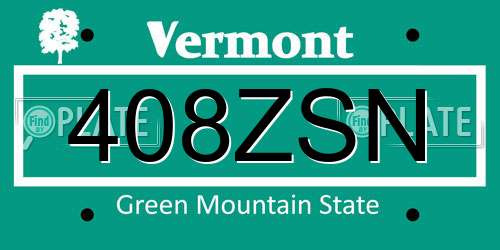 408ZSN Vermont License Plate