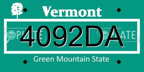 4092DA Vermont License Plate