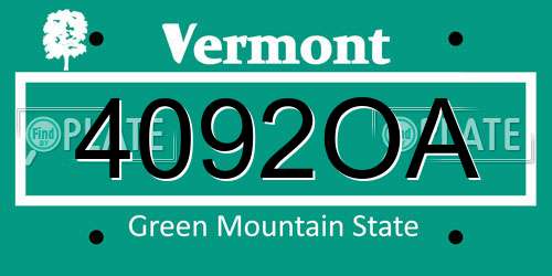 4092OA Vermont License Plate