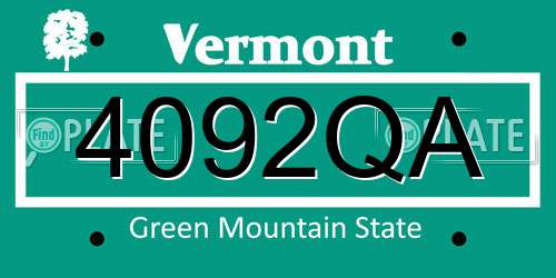 4092QA Vermont License Plate