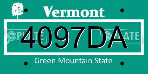 4097DA Vermont License Plate
