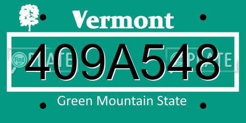 409A548 Vermont License Plate